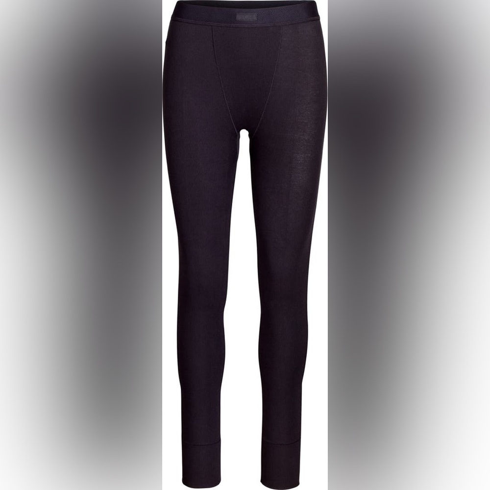 SKIMS Cotton Ribbed THERMAL LEGGINGS Onyx Black Size Large Kim Kardashian NWOT
